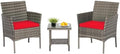 FDW 3-Piece Patio Furniture Set | Gray & Red | Outdoor Wicker Furniture by FDW