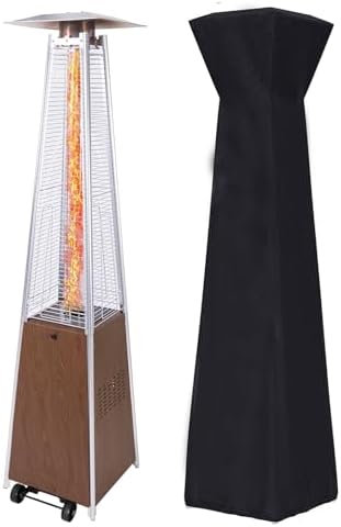 Patio Heater 48,000 BTU Outdoor Heaters for Patio Propane with Detachable Wheels, Quartz Glass Tube Pyramid Design, Protective Cover, Outdoor Terrace Garden Poolsid Commercial Residentia (Brown) by Anwick
