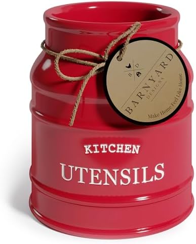 Barnyard Designs Ceramic Kitchen Utensil Holder Countertop 6.75″ (Red) by BarnyardDesigns