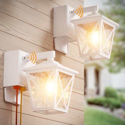 Ehaho Porch Light with GFCI Outlet Aircraft Grade Aluminum Alloy-White 2PCS by Ehaho