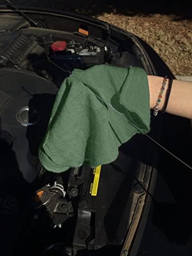 Avalon Towels Cotton Shop Rags – (Pack of 100) Size 12x14 Inches Cleaning Rags – Absorbent Shop Towels and Multipurpose Cleaning Towels for Automobiles, Industries, Garage and Homes (Green) - Image 3