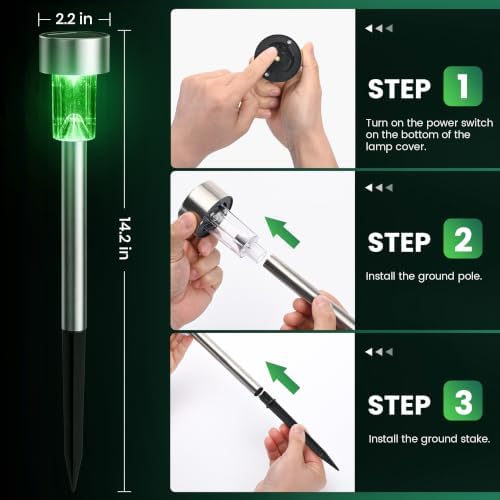 GIGALUMI Green Solar Pathway Lights, 20-Pack Outdoor Halloween Decor - Image 4