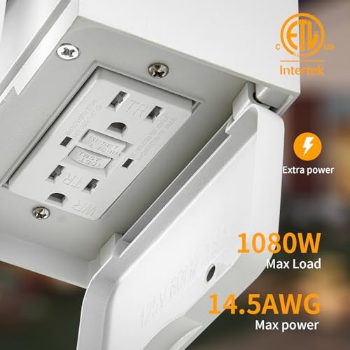 Porch Lights with GFCI Outlet Dusk to Dawn Outdoor Lighting White 2Pack - Image 2