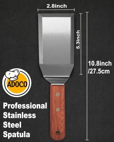 Solid Stainless Steel Griddle Spatula Burger Turner,Blade:5.3"L×2.8"W - Image 3