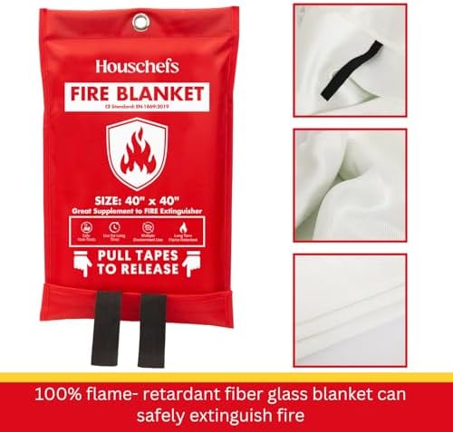 Emergency Fire Blanket for Home & Kitchen, Fiberglass Fire Suppression Blanket, 40" x 40" Heat Resistant Fire Safety Blanket for Grill, Fireplace, Camping, Car, Office & Emergency (Pack-04) - Image 3