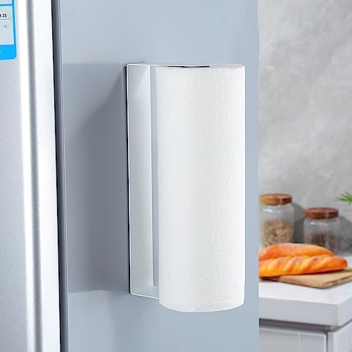 DELITON Magnetic Paper Towel Holder - Multifunctional White Paper Towel Rack with Strong Magnetic Fit Most Size Paper Towels for Refrigerator, Rv, Garage, BBQ - Image 4