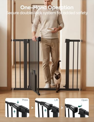 Babelio Auto Close Dog Gate with Cat Door, CatPrivilege I, 29-43" - Image 4