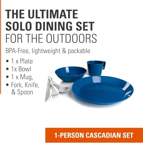 GSI Outdoors Cascadian Table Set I 6-Piece Camping, Backpacking Mess Kit, Plastic BPA Free, Plate, Bowl, Mug, Cup & Cutlery Set - Image 2