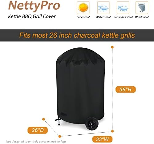 NettyPro Charcoal Kettle Grill Cover 26 inch Outdoor Round Smoker Cover - Image 6