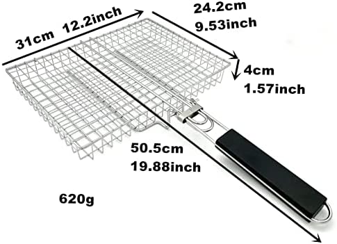 Large Capacity Barbeque Grill Basket With Brush BBQ Tong Deeper Grilling Rack Havy Duty Stainless Steel BBQ Accessories Set - Image 3