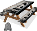Forest Deer Picnic Table Cover with Bench Covers and Bag, Camping Essentials, Waterproof Windproof, Fitted Tablecloth Cover with Elastic Edge, for Indoor & Outdoor, Garden, 3 PCS, 30x60 Inch by Xguatan
