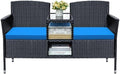 Greesum Patio Loveseat Outdoor Wicker Furniture Conversation Set,Blue by BuynowfromGreesum