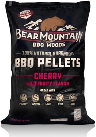 Bear Mountain Cherry Wood Pellets for Smoker, Grill, & BBQ, 40lb Bag by BearMountainBBQ