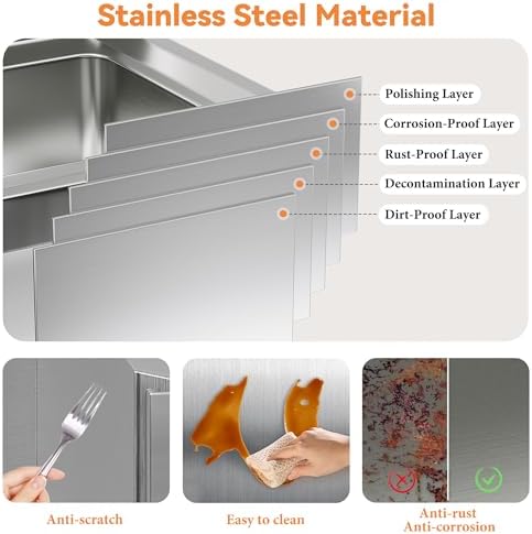 Jocisland 28-Inch Stainless Steel Outdoor Kitchen Drawer Cabinet - Image 2