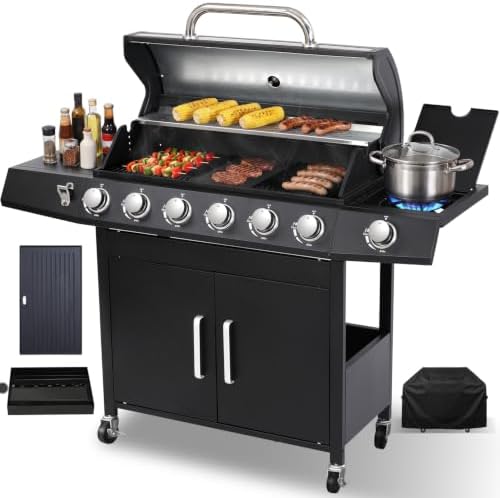 6-Burner Propane Gas BBQ Grill with Side Burner, Black by LabolataOutdoorGrills