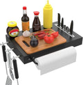 Grill Side Shelf for Pit Boss 700 820 Series Pellet, Tray Side Shelf for Pit Boss 700, 700FB Pellet Grill Accessories Table Serving Tray with Paper Towels & 3 Hooks by GLOWYE