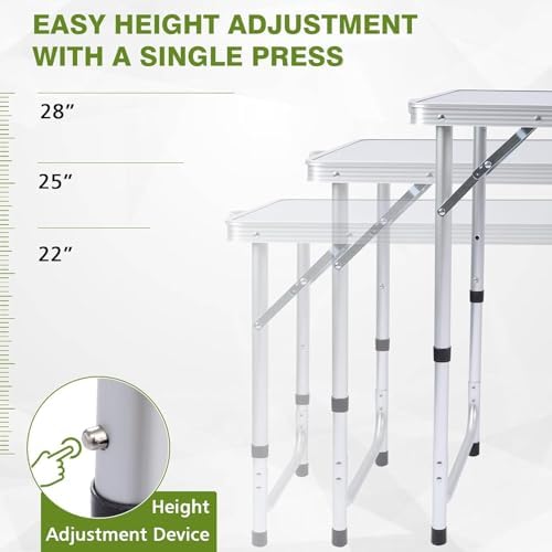 JOUYEK Camping Table, Folding Portable Kitchen Table with Storage Gray - Image 4