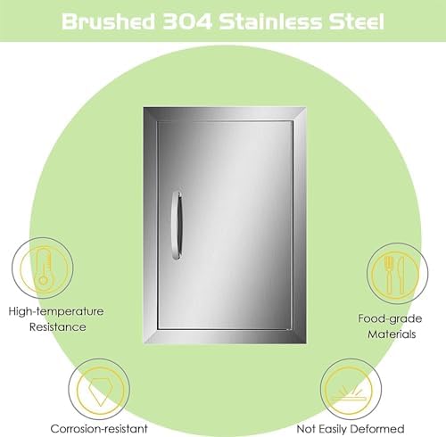 Outdoor Kitchen Single Door BBQ Access 17'' Wx24'' H Flush Mount Island Perfect for Grilling Station and Island, Silver - Image 6