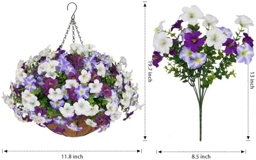 2 Set Artificial Hanging Flowers with Basket for Outdoor Decor - Image 5