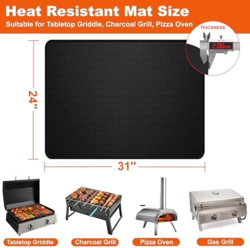 Heat Resistant Mats for Countertop Fits Tabletop Grill, 2mm Thick, 24x31 in - Image 4