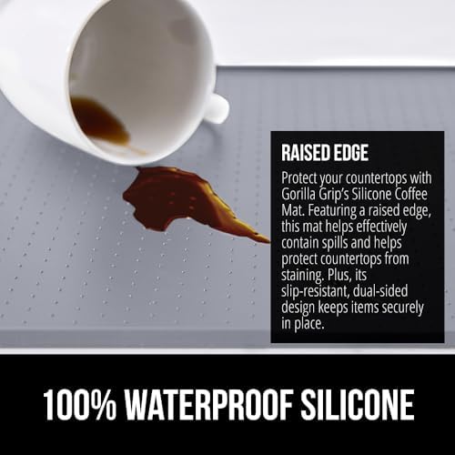 GORILLA GRIP Silicone Coffee Mat, Espresso Bar Essentials, 15x23, Gray - Image 3