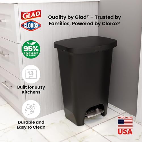Glad Premium Trash Can with Clorox Odor Protection, 13 Gallon, Black - Image 6
