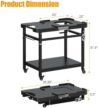 Foldable Cart for Ninja Woodfire Grill Stand OG700/OG800/OG900/OG321/OO101 - Image 2