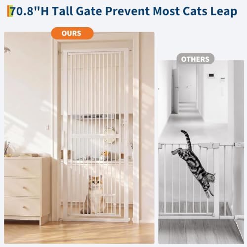 Garvee 71'' Extra Tall Cat Gate for Doorway, 30.3"-40.9" Width Adjustable - Image 5