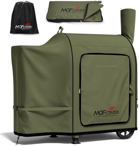 Foldable Grill Cover for Traeger Pro 34/780 Series, Waterproof 600D Heavy Duty Wood Pellet Smoker Cover, Fade＆Tear Resistant Pellet Grill Cover for Texas Elite 34 700/600/550,Green by Unknown