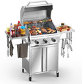 Electactic G31 Gas Grill, 3-Burner Gas Grill with Folding Side Tables,Stainless Steel 24,000 BTU BBQ Grill,Outdoor Propane Grill for Barbecue,Patio,Camping by Electactic