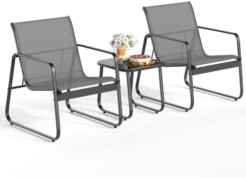 Gizoon Patio Chairs Set of 2, 3PCS Patio Furniture Set, Balcony Chair Set by Gizoon