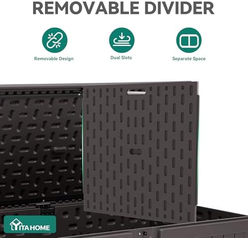 YITAHOME 220 Gallon Double-Wall Deck Box with Divider & Side Handles - Image 2
