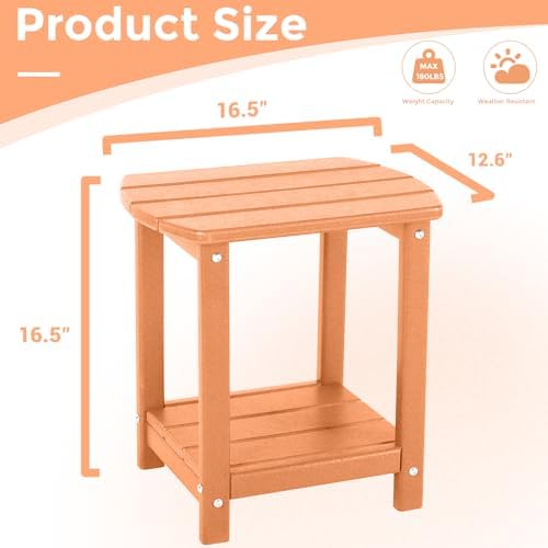 Adirondack Square Outdoor Side Table,2-Tier Storage Patio Side Table, HDPE End Tables for Backyard Pool Porch Garden Lawn - Image 3
