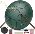 Rain Drum for Outside Garden, 8 Inches 11 Notes Steel Tongue Drum, Waterproof Meditation Rain Chime, Musical Instruments for Adult Gift with Bag, Music Book, Mallets (Green) by INNOWARMER