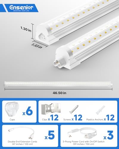 Ensenior 4FT LED Shop Lights, 6000K T8 Commercial Bay Lighting, 6 Pack - Image 5