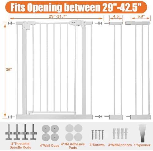 keny 36" Extra Tall Baby Gate for Stairs, 29-42.5" Wide Auto Close Dog Gate - Image 6