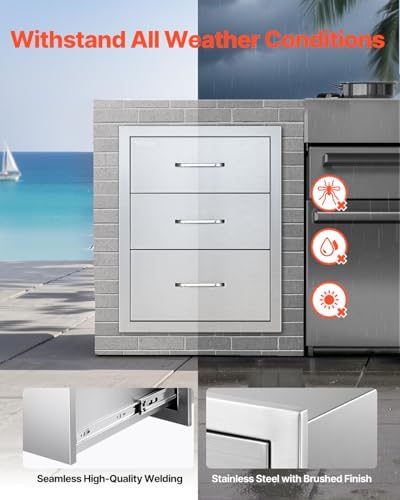 VEVOR Outdoor Kitchen Drawers 18.1"W x 23.2"H x 23.2"D Stainless Steel - Image 5