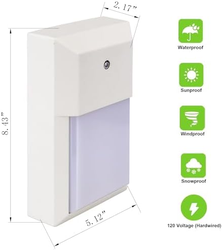 LIT-PaTH Outdoor Wall Light Fixture, Aluminum, LED 5000K, White, 1 Pack - Image 3