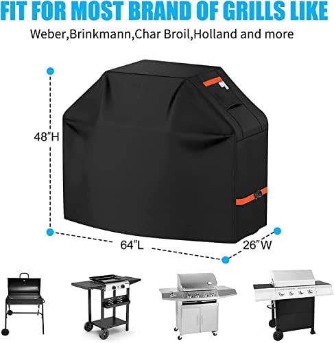 Grill Cover 600D Heavy Duty, Universal Fit Waterproof BBQ Grill Protector with Adjustable Straps, Weatherproof Outdoor Oven Cover for All Seasons - Image 2