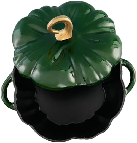 Flavehc Pumpkin Dutch Oven Pot with Lid 3.8 Qt, Enameled Cast Iron, Halloween Decor - Image 2