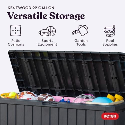 Keter Kentwood 92 Gal Outdoor Storage Box for Patio and Pool Accessories - Image 5