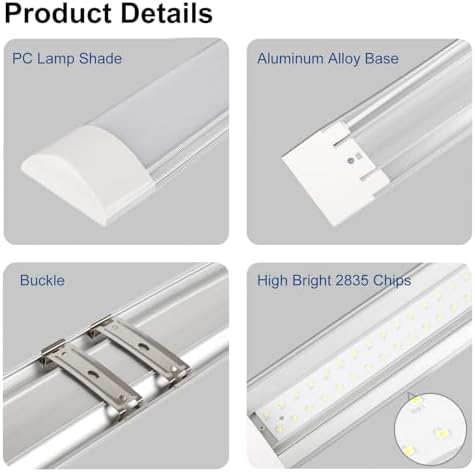 2 Packs 3FT LED Batten Light with 50cm Cable, Ultra-Thin Ceiling Surface Mounted Light, 30W, Day Light 4000K, IP20, LED Ceiling Light Fixture for Garage, Shop, Hallway, Office, Market, Ver.2 - Image 5
