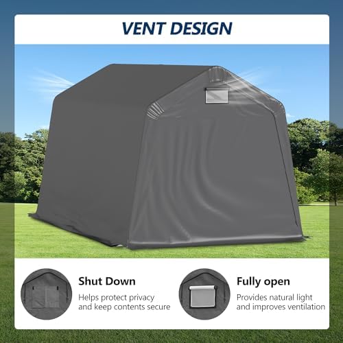 COVERONICS 8' x 14' Outdoor Portable Storage Shelter Shed, Grey - Image 6