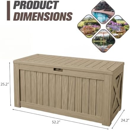 JUMMICO 120 Gallon Resin Deck Box, Large Outdoor Storage Box Waterproof - Image 5