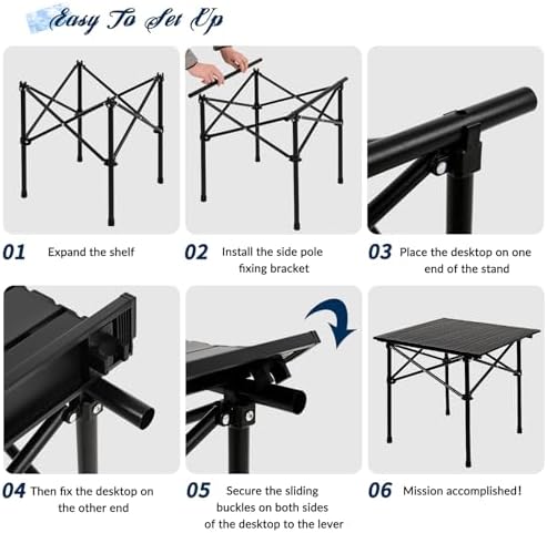 Camping Table with 2 Chairs, Portable Folding Picnic Table Set - Image 4