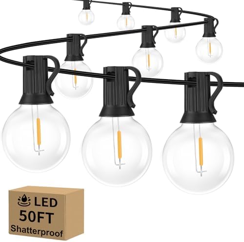 LED String Lights Outdoor Waterproof 50Feet with 52 Shatterproof Bulbs by BestChoiceforYourLife
