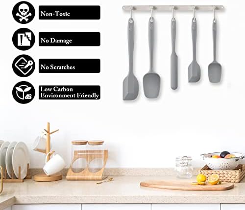 HOTEC BPA-Free Silicone Rubber Spatula Set, Grey, Set of 5 - Image 6