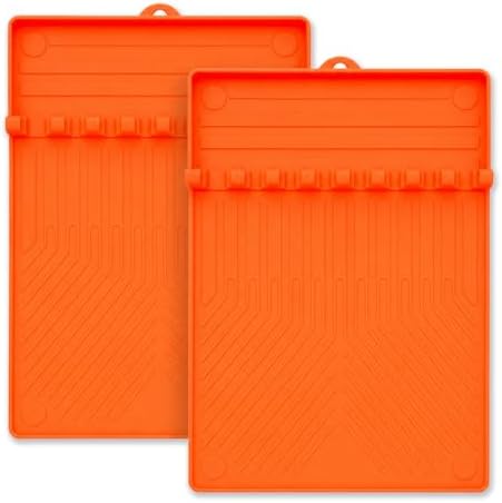 Magnetic Silicone Side Shelf Mat for Blackstone Griddle - 4 Corner Magnets, Extra Thick, Linear Drip Channels, 446°F Heat Resistant, 16"x11.5", Fits Weber Traeger Pit Boss (Orange 2-Pack) by Unknown