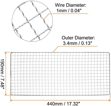 HARFINGTON Square BBQ Grill Net 17.3"x7.5" Stainless Steel Cross Wire Barbecue Mesh Mat for Baking Smoking Charcoal Grilling Roasting - Image 2