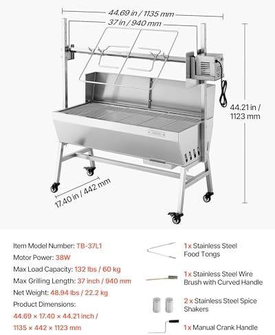 VEVOR Rotisserie Grill, Baffle37" Electric Rotisserie Grill Kit - Image 4